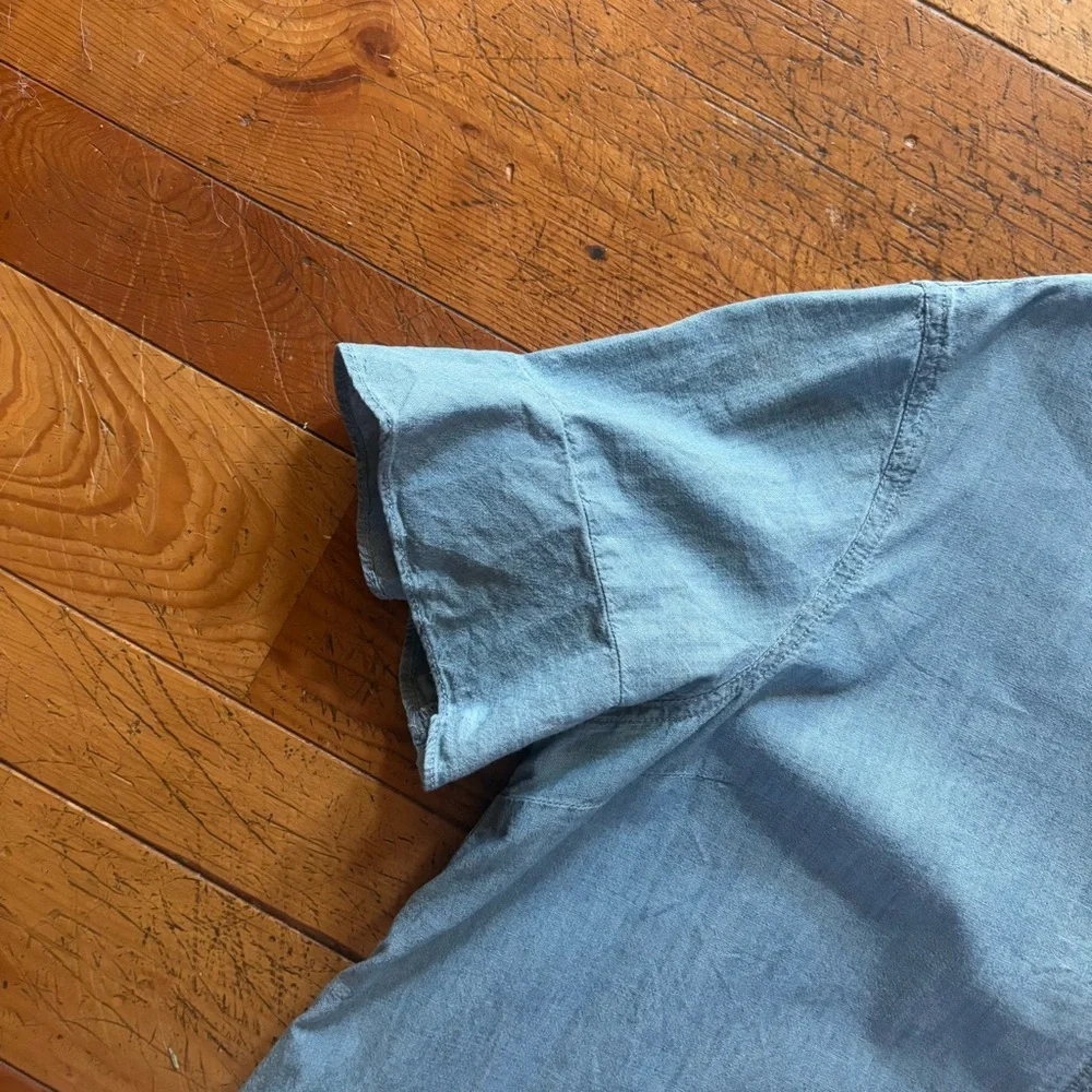 Madewell 100% cotton light Blue Denim mini Dress with ties in back - Picture 7 of 7